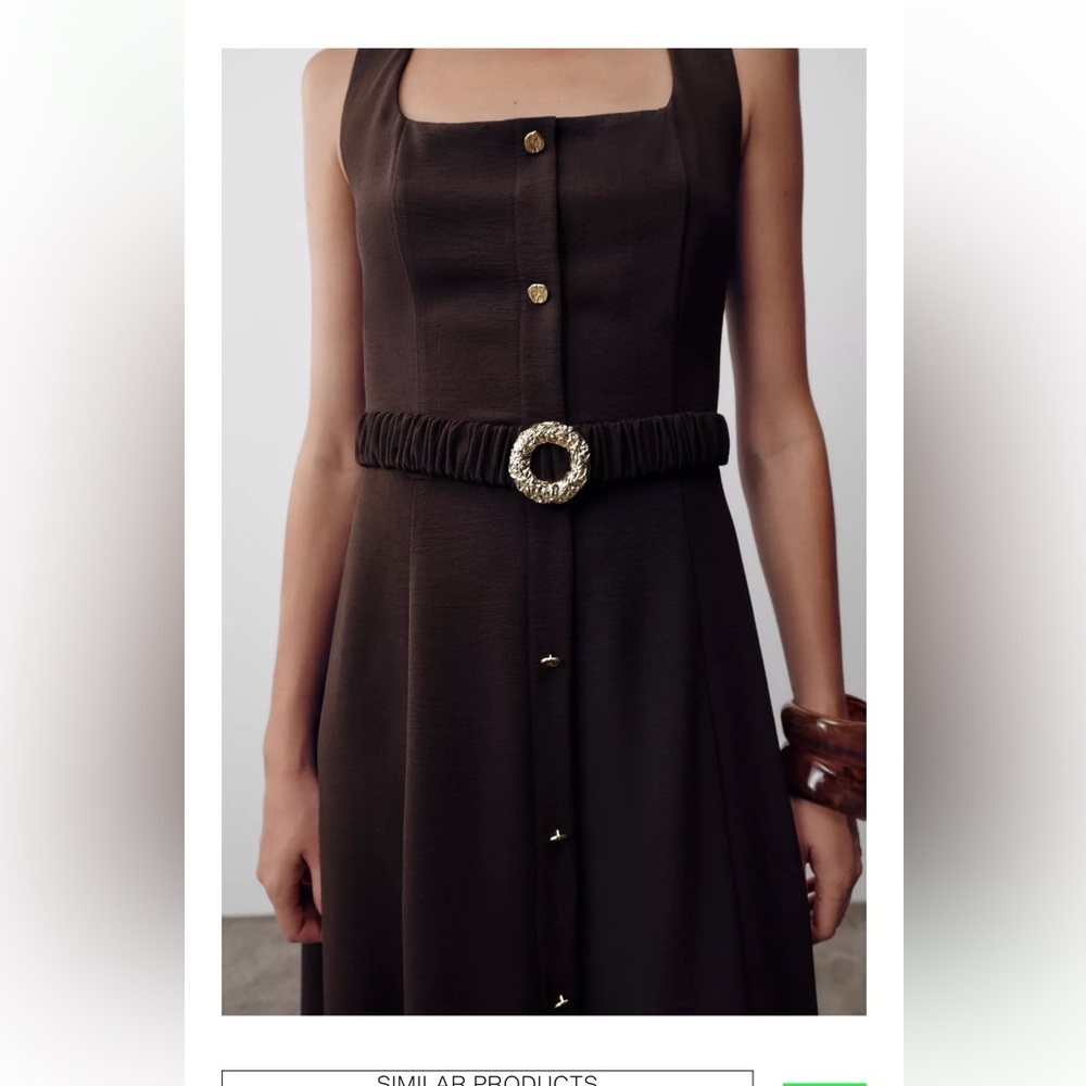 Zara Dark Brown Button-Down Midi Dress - Picture 2 of 7